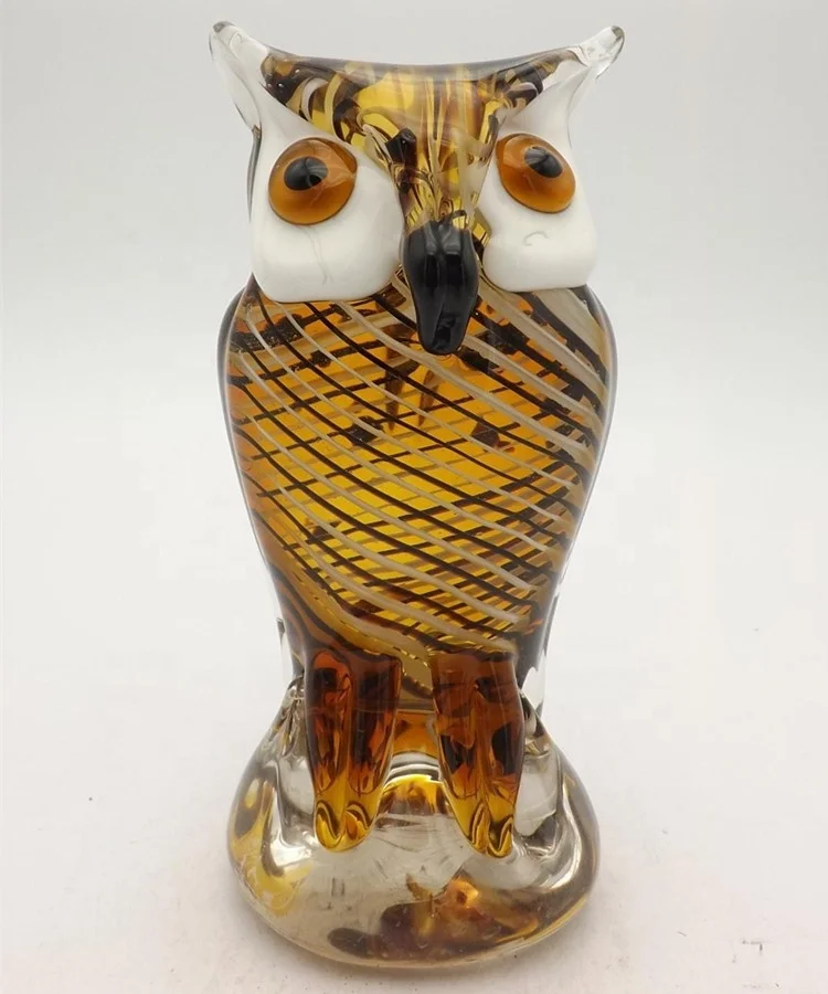 Colored Hand Blown Glass Owl for Christmas Gift