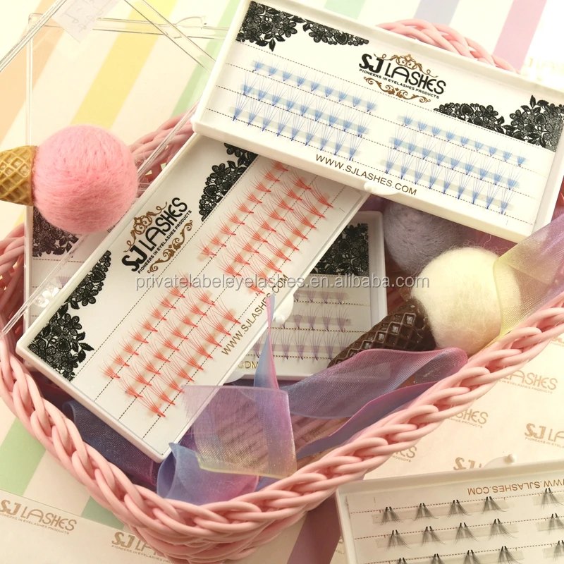 Custom Logo Own Brand Colorful Cluster Lashes Colored False Eyelashes Colored Eyelashes