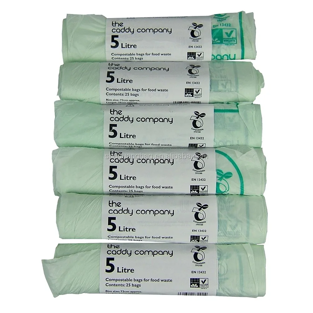 5 Litre (5L) Compostable Caddy Bin Liners for food waste, 150 Bags