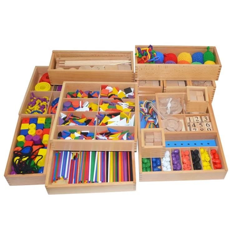 Early Development Educational Wood Colorful Geometric Shapes Blocks Froebel gifts Toys