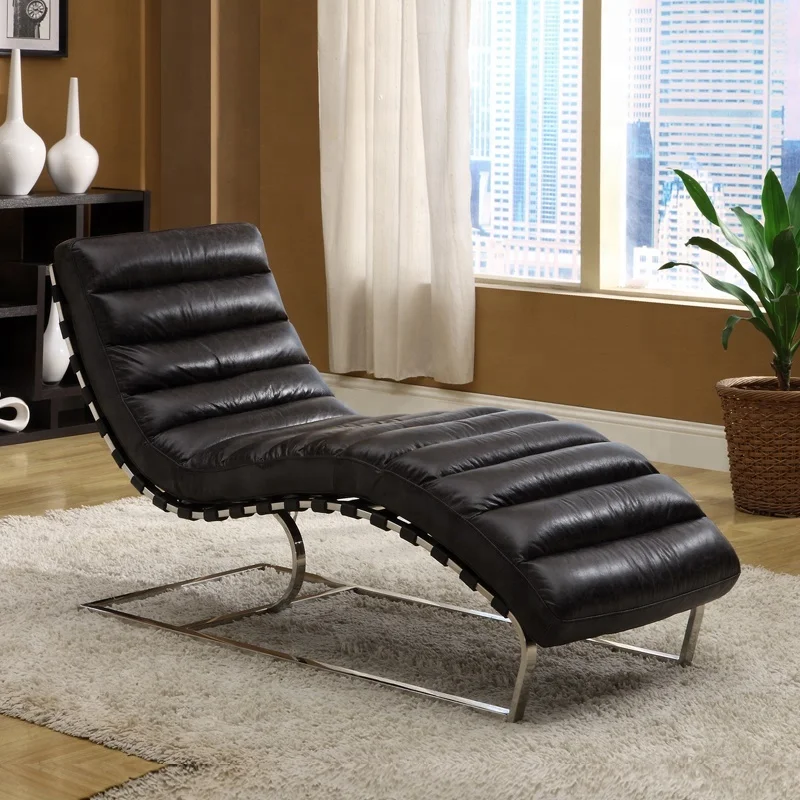 Шезлонг из натуральной кожи без подлокотников, античное кресло из потертой кожи, шезлонг с прострочкой, кресло для гостиной, спальни, шезлонг