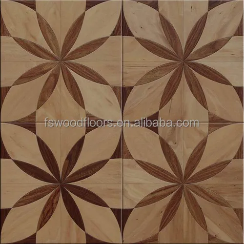 Flower Design Art Marquetry Wood Parquet Flooring