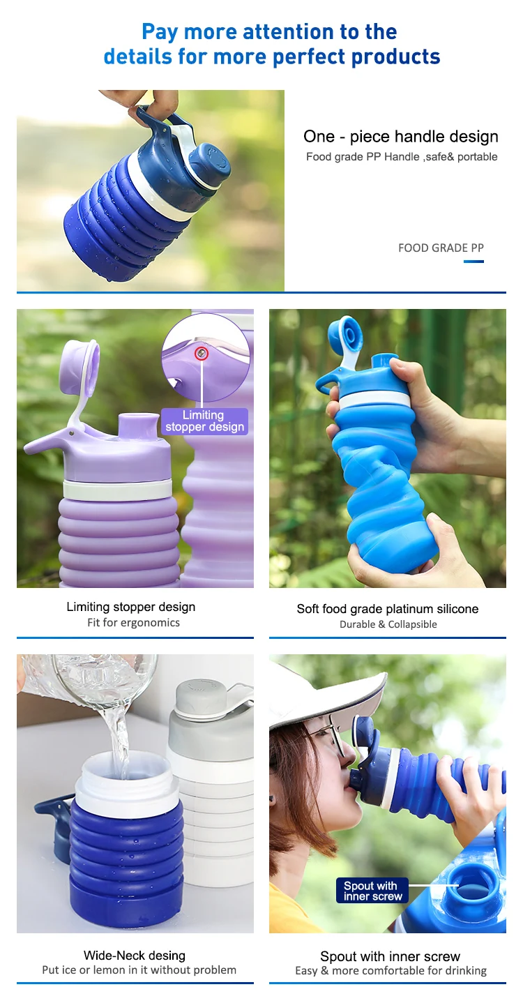 Wholesale Kid Foldable Silicone BPA Free Drinking Bottle