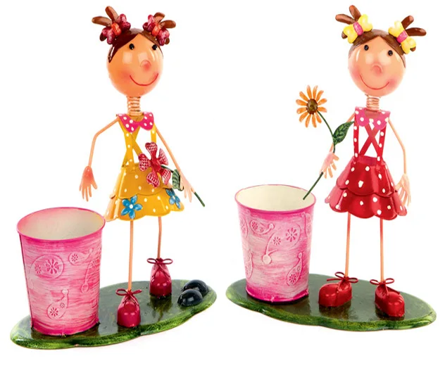 dolls metal  planter, metal flower pot