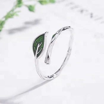 Wholesale 925 Sterling Silver plated alloy China Jewelry Silver Leaf Shaped Ring