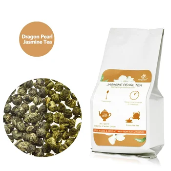 Chinese Fujian Best Organic Pure Concentrated Dried Jasmine Tea Pearl Pearls Dragon Pearl Scented Ball Jasmine Tea Brands