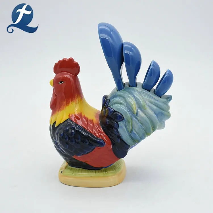 China's Unique Design Ceramic Spoon Holder Cock Shape Tableware for Elegant Decorating