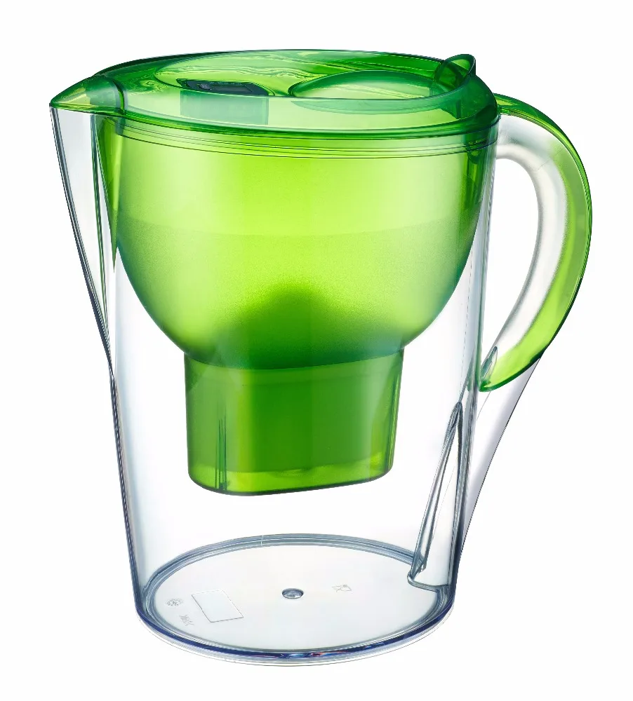 a plastic jug with new cartridge installed for cleaning water on