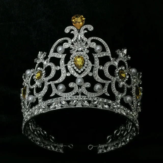 Factory Wholesale Silver Handmade Beautiful Pageant Gold Miss World Winner Crystal Crown