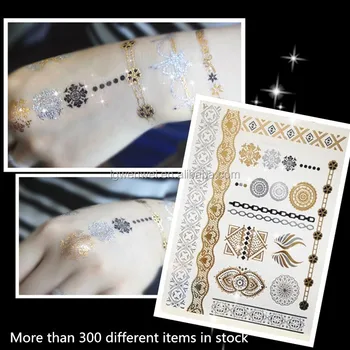 custom body temporary gold silver foil metallic flash tattoos, Metallic Temporary Tattoos,foil tatto