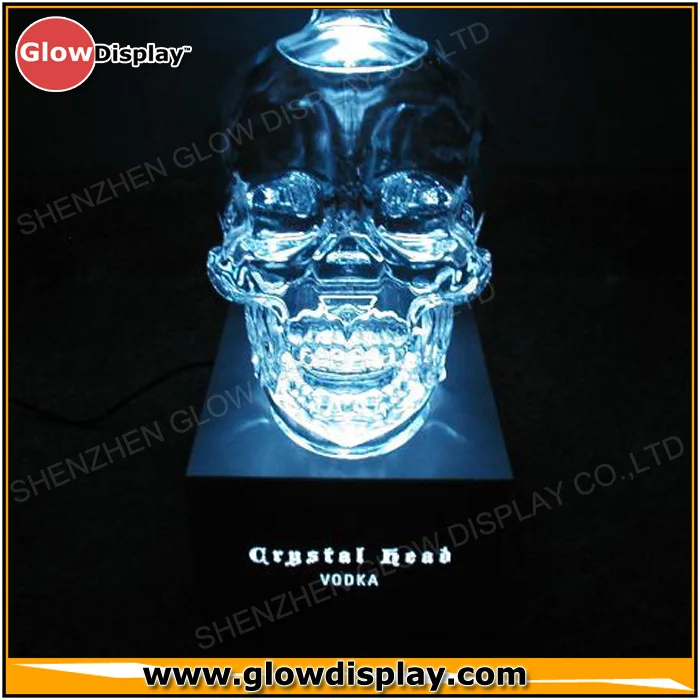 I særdeleshed formel Hovedløse Source Crystal Head Vodka Skull Bottle Display Base with 3 colors LED Light  on m.alibaba.com