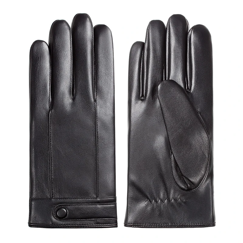 Экологичные теплые мужские перчатки из натуральной кожи для вождения с сенсорным