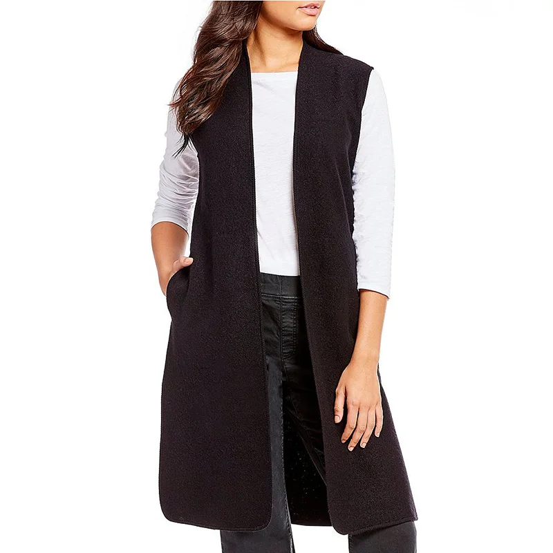 Gilet long pour femmes, style décontracté, léger, laine bouillie