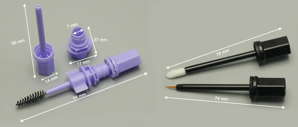 Accept Custom Low Temperature Sealing Spout Cosmetic Liquid Lipstick Mascara Eyeliner Pouch Spout Cap with Brush
