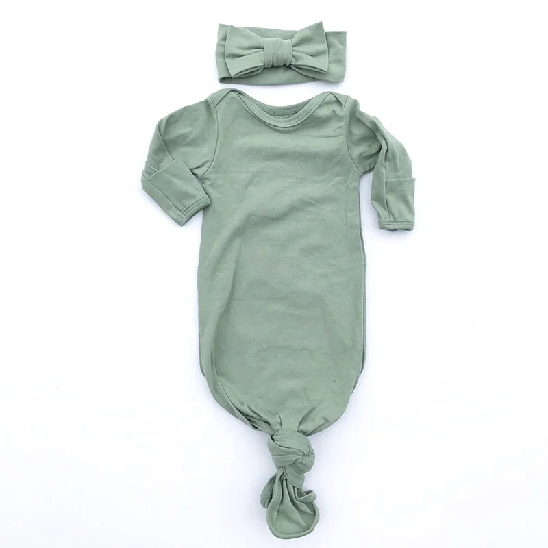 Узелковое детское платье, комплект платья для сна, шапка/повязка на голову 0-3 м