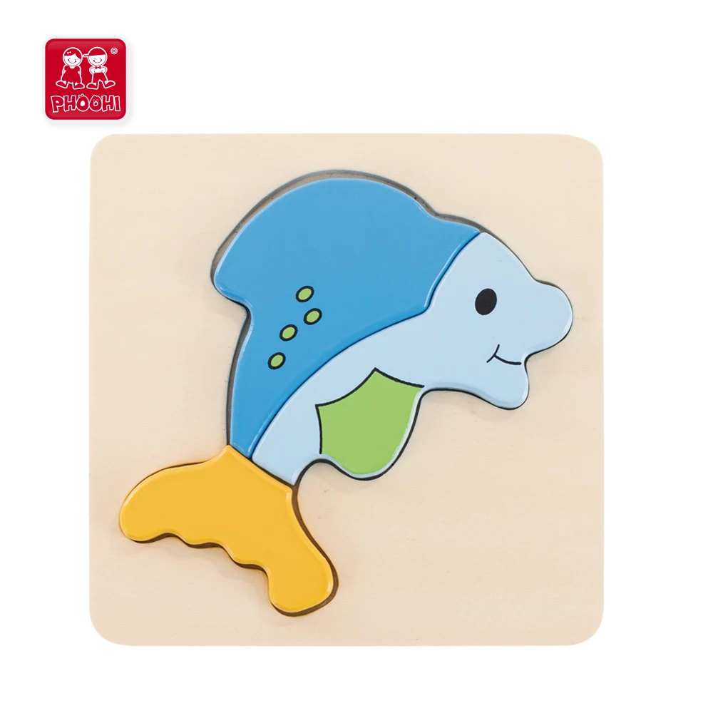 Простая детская игрушка-головоломка животное 4 шт. деревянная форма дельфин головоломки для детей 1