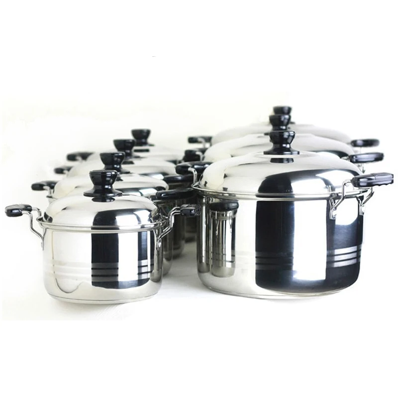 Wholesale Stainless Steel Cookware Pots Set Kitchen Ware 10pcs Soup Cooking Pot Casserole Pots 4917