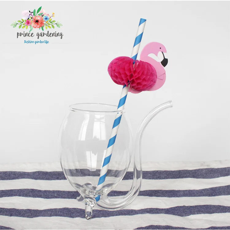 
 Оптовая продажа, биоразлагаемые праздничные полосатые бумажные соломинки с фламинго  