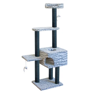 Wholesale Custom PV Plush Big Cat Tree Cat Tower With Mouse Big Cat Scratcher Post