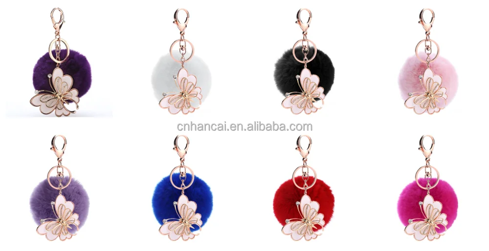 Новинка брелок с помпонами из кроличьего меха пушистые брелки для ключей автомобилей безделушки
