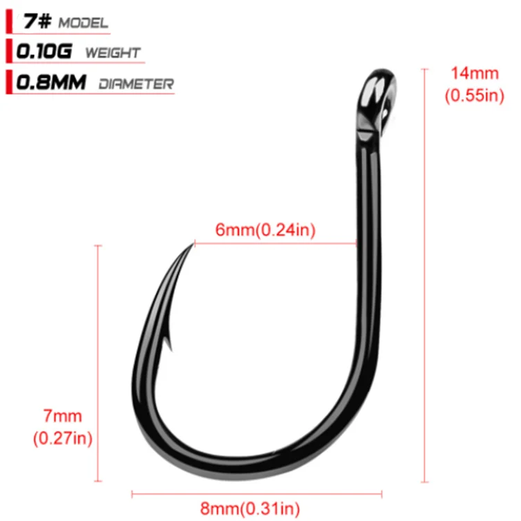 200pcs sliver wacky hook high carbon Steel worm fishing hooks for sea fishing