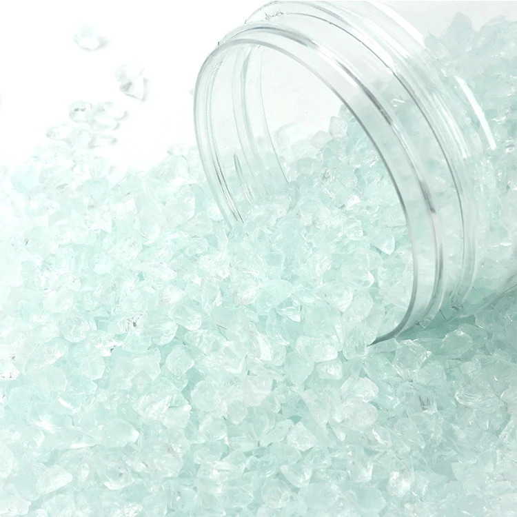 Камни из дробленого стекла зеленого цвета с высоким блеском для огня, камина, патио, садового декора