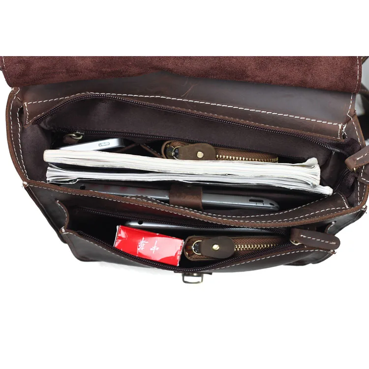 ODM Vintage Unisex Real Leather Sling Shoulder Messenger School Student Bag Backpack Purse Crazy Horse Leather Backpack