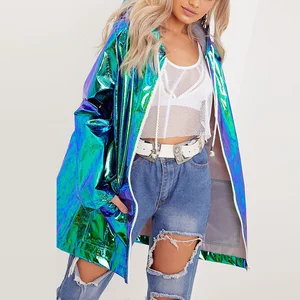 New Design Waterproof Color Block  Drop Shoulder Hooded Oversized Parkas Long Coat Women