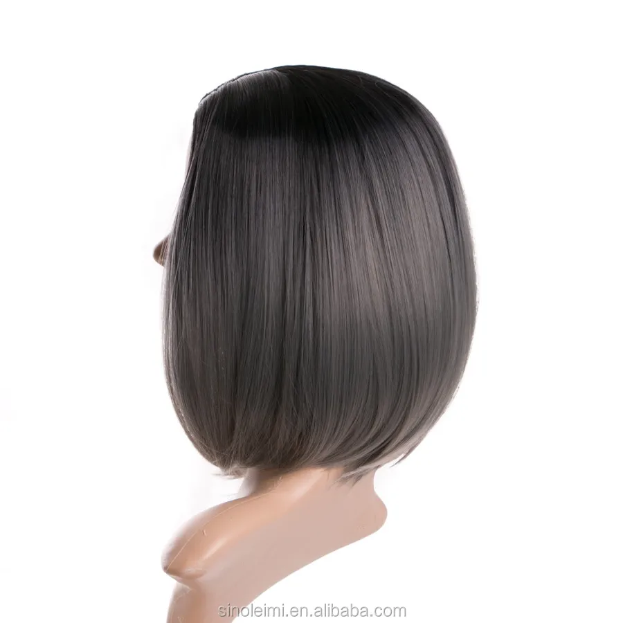 Synthetic Wigs bob Short Haircuts with Color Black Ombre Dark Grey