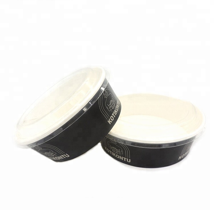 Одноразовая Черная бумажная Салатница, коробки для быстрого питания