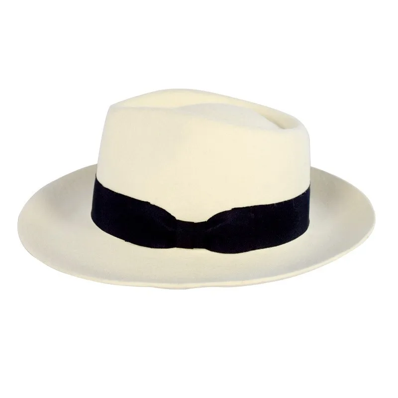 MICHAEL JACKSON MJ White Fedora Wool Hat Cap Costume Hat White Wool