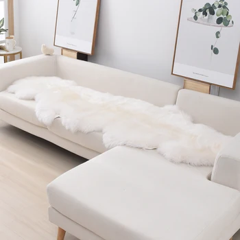 OGLAND Natural Fur Fluffy Long Wool White Genuine Sheepskin Rug 2x6, Single Pelt Luxury Authentic Fur Area Rug