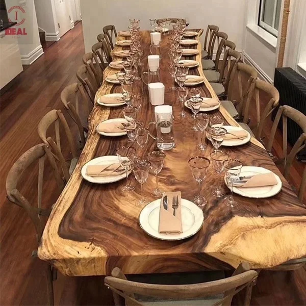 High Quality  Simple Style Solid Wood Fashionable Design Dining Table Natural Wood Slab