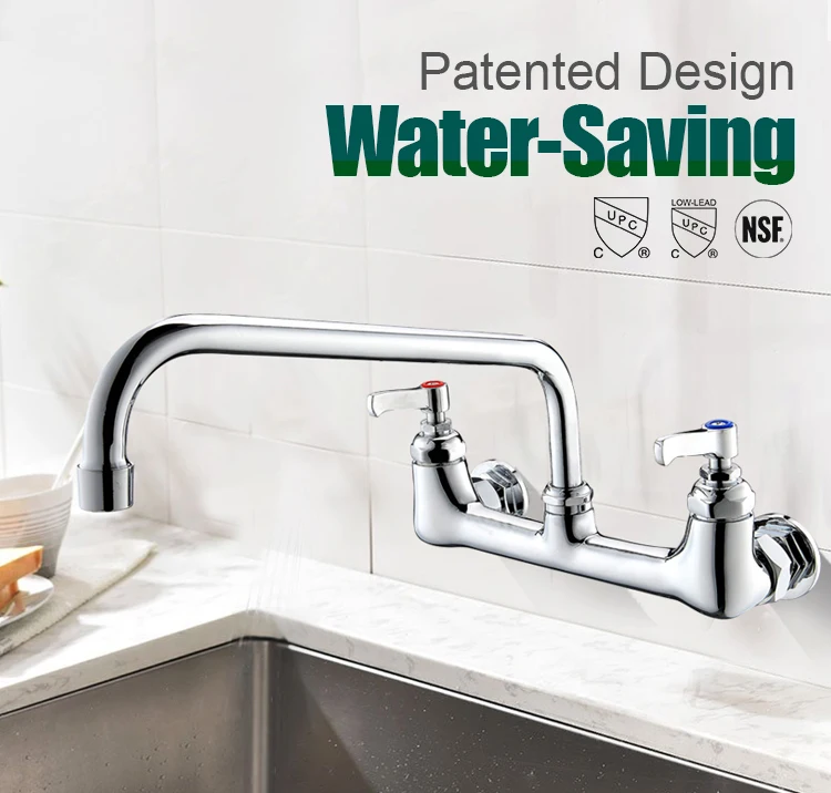 8" Centerset Wall Mounted Kitchen Sink Faucet for Commercial Sink
