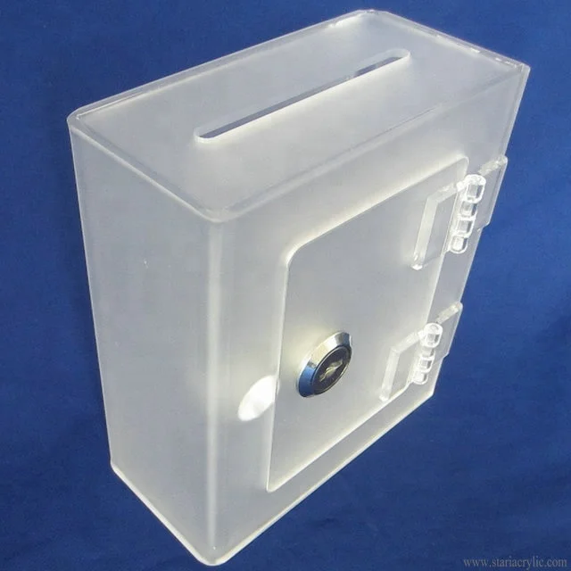 Factory Wholesale Clear Square Locking Rear Door Acrylic Donation Box