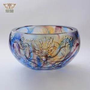 Crystal Handmade Feng Shui Dragon Money Drawing Treasure Bowl Collecting Money Lucky Fengshui Decoration