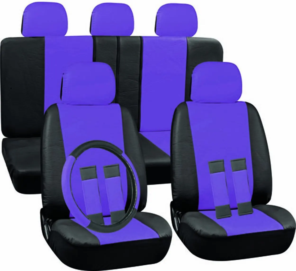 Pu Faux Leather Seat Covers Full 17 Piece Set Purple And Black For Car  Truck Suv Van - Buy Car+seat+covers,Car Seat Covers Pink Plush,Car Seat  Covers Pink Product on 