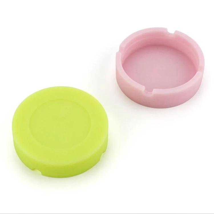 Factory Custom Printed Cheap  Glow in the Dark Silicone Round Ashtray