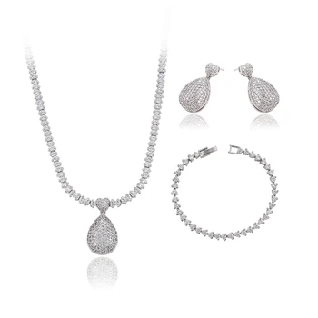 set-196 Xuping luxury design white gold wedding jewelry three pieces bridal jewelry set