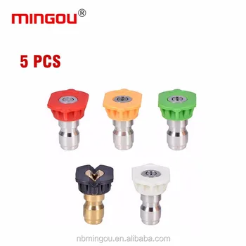 Kit De 7 Boquillas De Lavado A Presión 4000 PSI – Puntas De Acero Inoxidable 0°/15°/25°/40°/Jabón, Conexión Rápida 1/4″, Soporte Organizador Incluido (Amarillo)