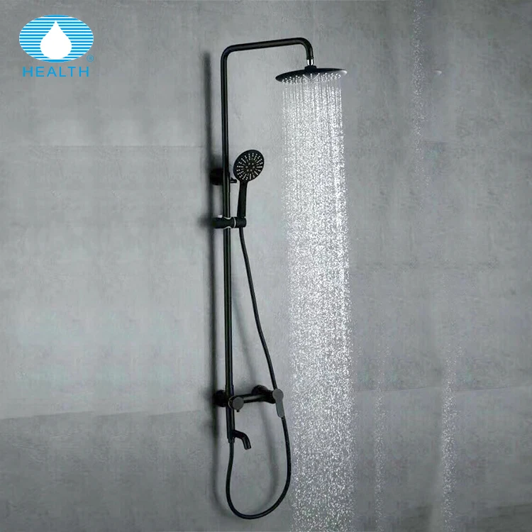 Details about   2 Way LED Bathroom Black 22" Shower Head Rainfall&Waterfall Spout Wall Mount Tap 