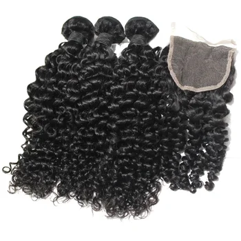 Double Drawn Virgin Curly Hair Vendors Deep Curly Hair With Closure