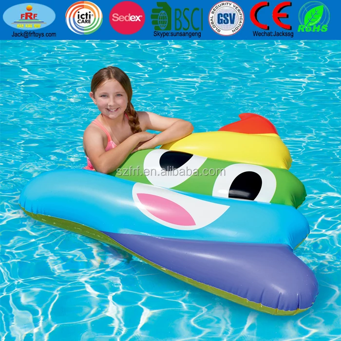 Summer Party Swim Fun Kids PVC Inflatable Emojis Rainbow Poop Pool Float Raft Mattress