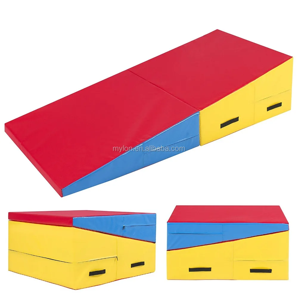 Tappetino Da Ginnastica Inclinato Pieghevole - Forma A Cuneo, 122x61x36 Cm, Per Stretching, Yoga, Bambini - 2