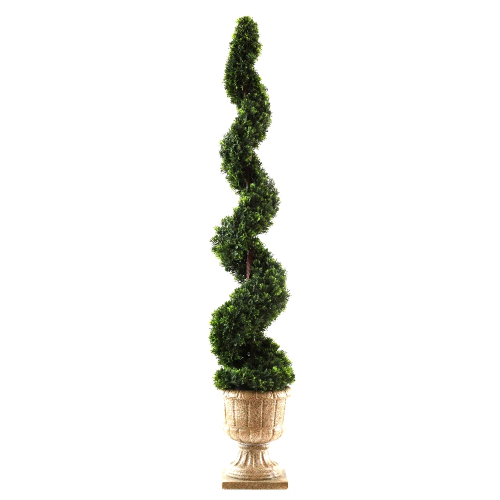 L Upright Juniper Slim Spiral Tree with Dark Green Round Growers Pot