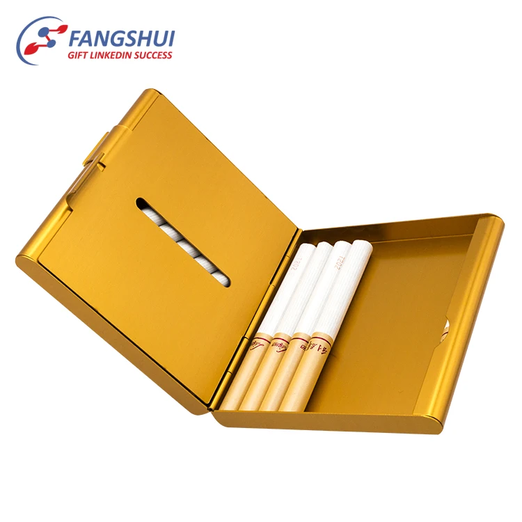 Wholesale Promotion Luxury Fancy Custom Gold Slim Aluminum Metal Pocket Cigarette Box