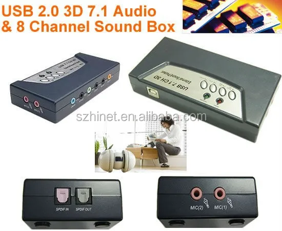 
 Мини цифровой USB 2,0 3D 7,1 аудио 8-канальный видеорегистратор для резонирующей коробки  