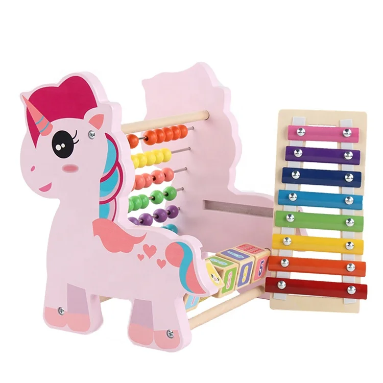 Abacus Math Toys Educational Unicorn Music Instruments Outdoor Wooden Xylophone for Kids