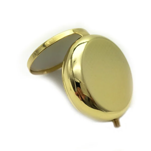 Лидер продаж, позолоченный металлический круглый контейнер для таблеток, дорожный Карманный контейнер для таблеток