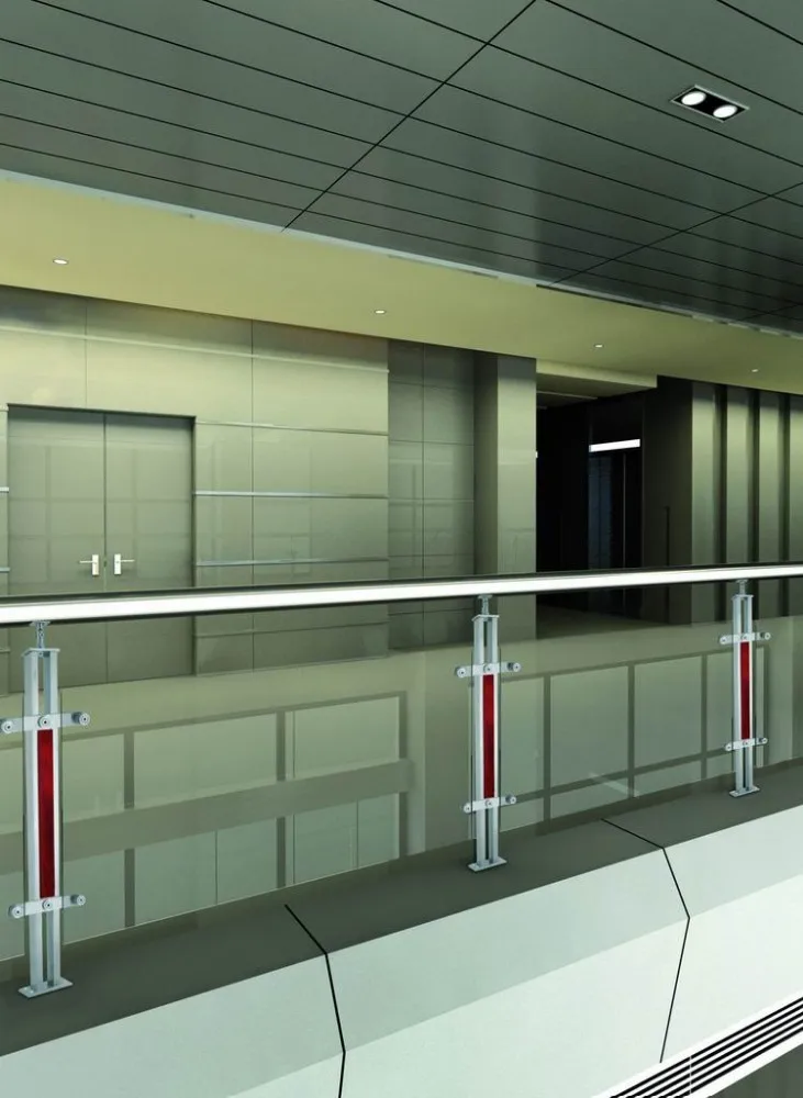 Modern Design Gold Color Staircase Post Stainless Steel Glass Railing ...